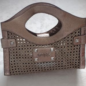 Guess braided metallic woven Cutout Satchel handbag